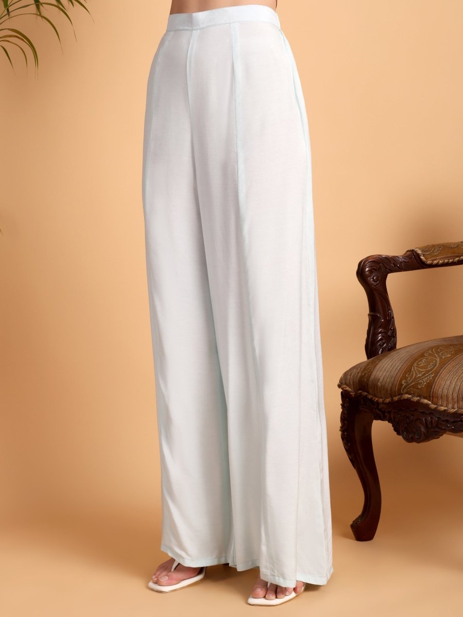 Aqua Haze Hand Embroidered Anarkali Kurta Set for Women - CLOHI