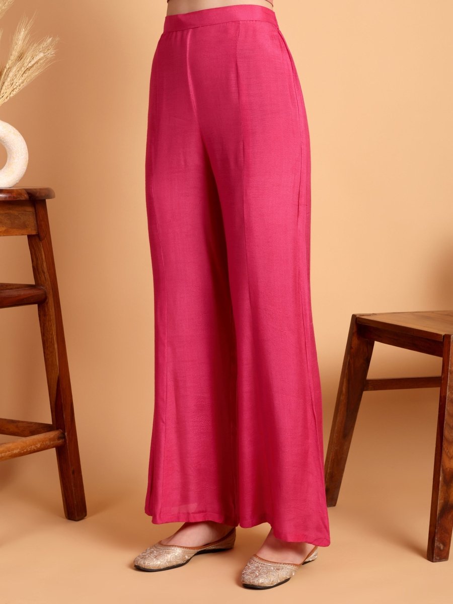 Dark Pink Floral Hand Embroidered Anarkali Set - CLOHI