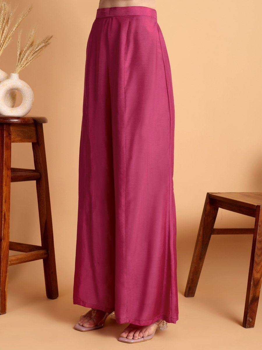 Deep Rose Floral Embroidered Anarkali Set with Dupatta | Festive & Ethnic Wear - CLOHI