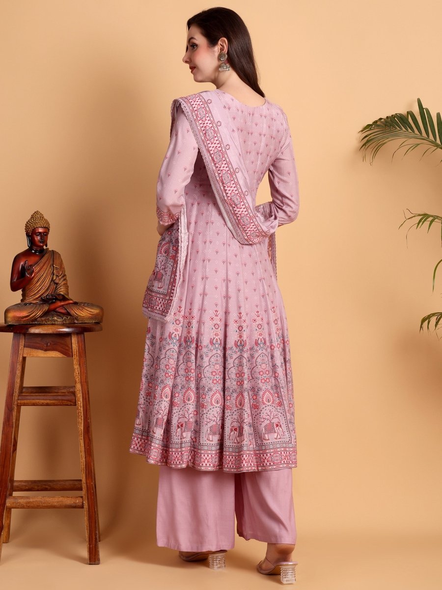 Elegant Blush Pink Anarkali Kurta Set for Women - CLOHI