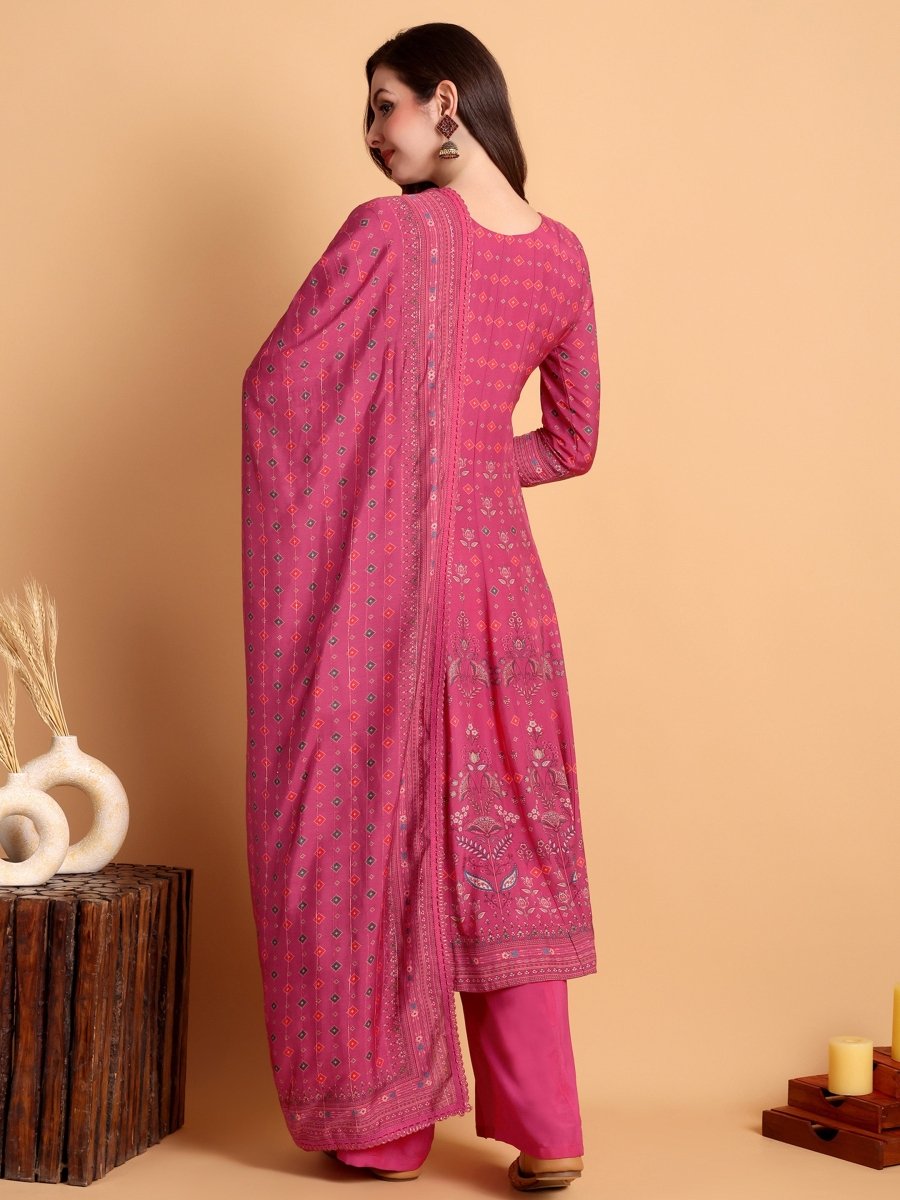 Elegant Cranberry Anarkali Kurta Set with Hand Embroidery - CLOHI