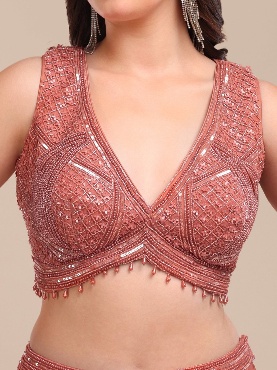 Elegant Dusty Rose Embroidered Palazzo Set with Cape Dupatta - CLOHI