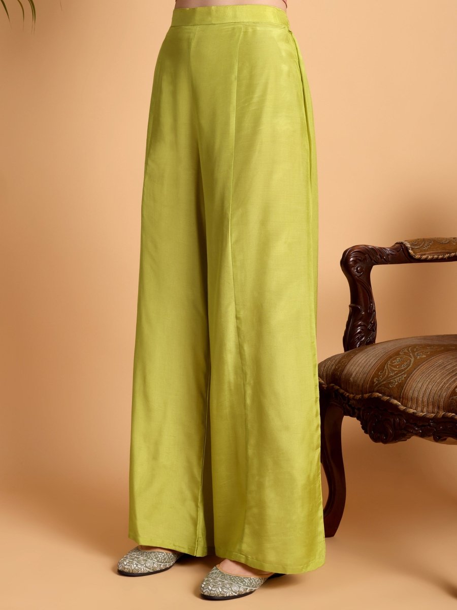 Elegant Lemon Yellow Floral Anarkali Kurta Set with Embroidered Yoke & Dupatta - CLOHI