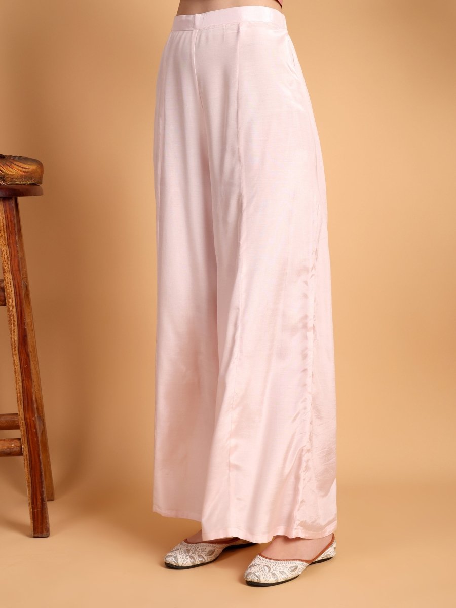 Elegant Light Pink Anarkali Set with Embroidered Yoke & Printed Dupatta - CLOHI