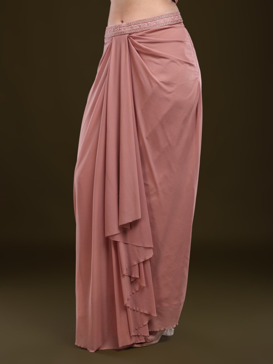 Embellished Purple Viscose Net Palazzo Set with Draped Cape Dupatta - CLOHI