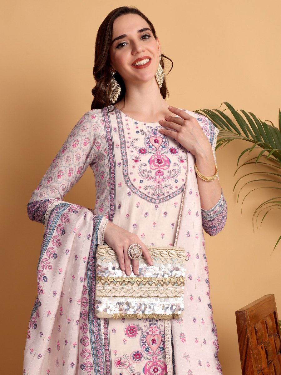 Lavender Blush Kurta Set for Women – Hand Embroidered Ethnic Wear - CLOHI