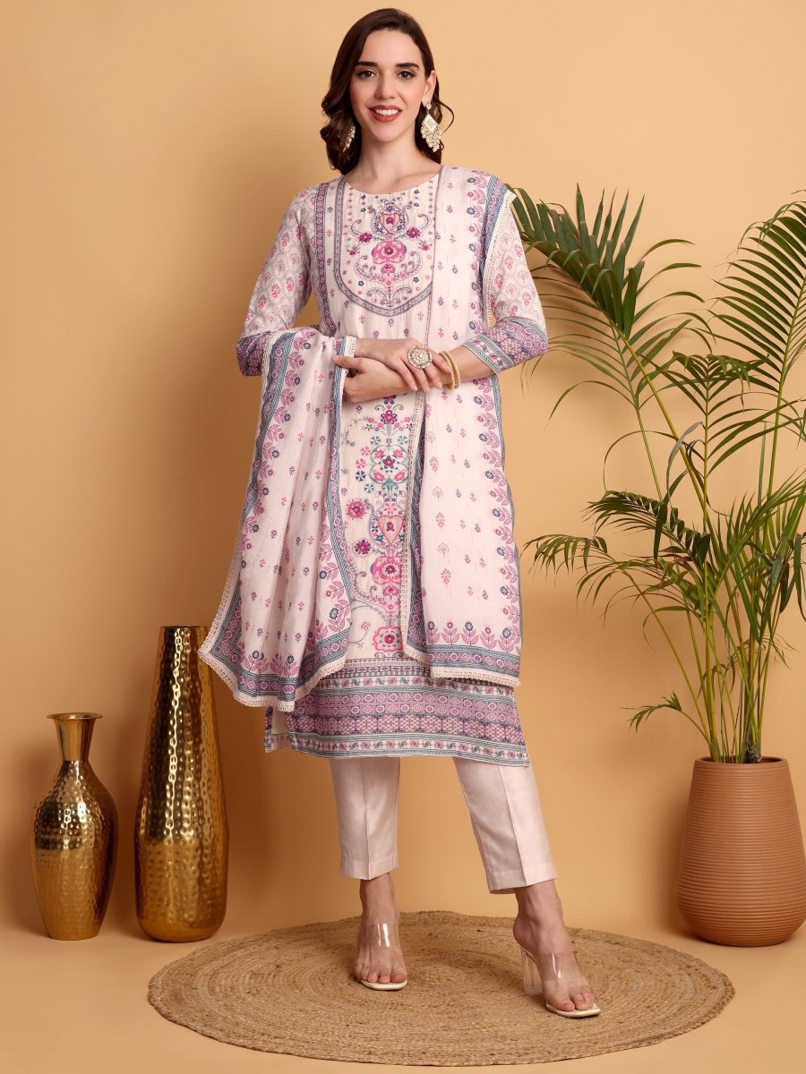 Lavender Blush Kurta Set for Women – Hand Embroidered Ethnic Wear - CLOHI