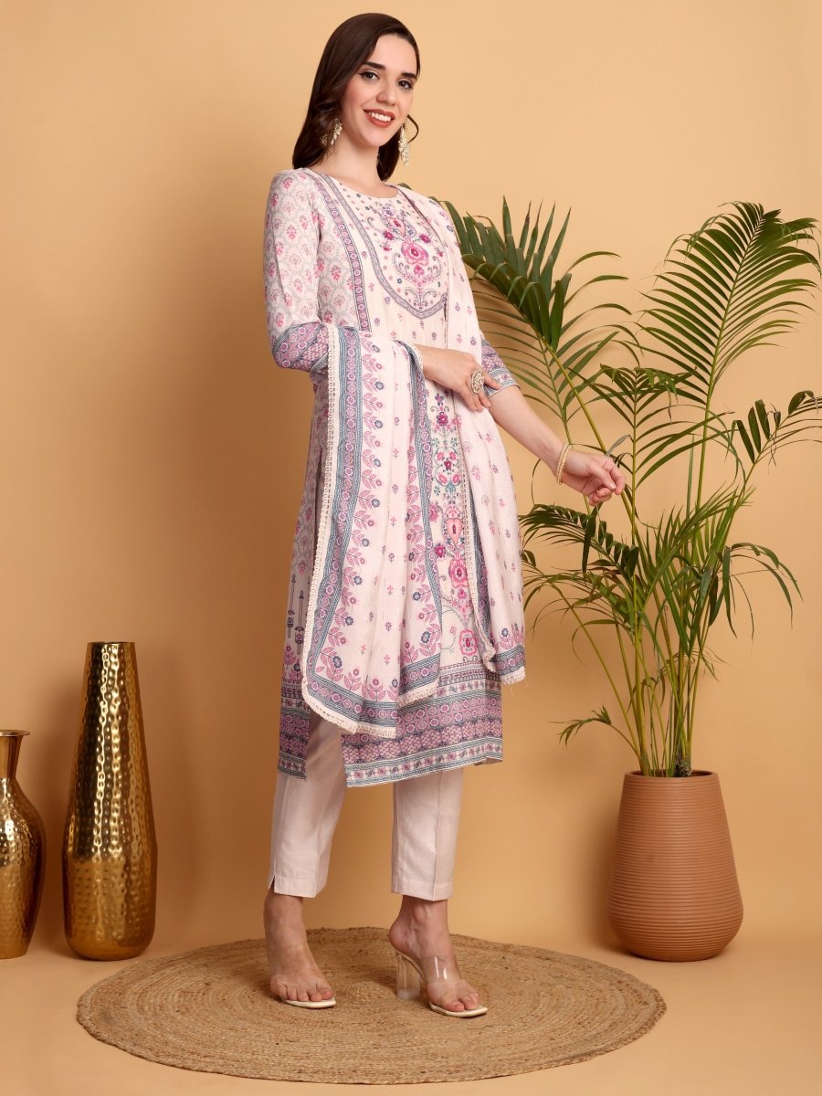 Lavender Blush Kurta Set for Women – Hand Embroidered Ethnic Wear - CLOHI