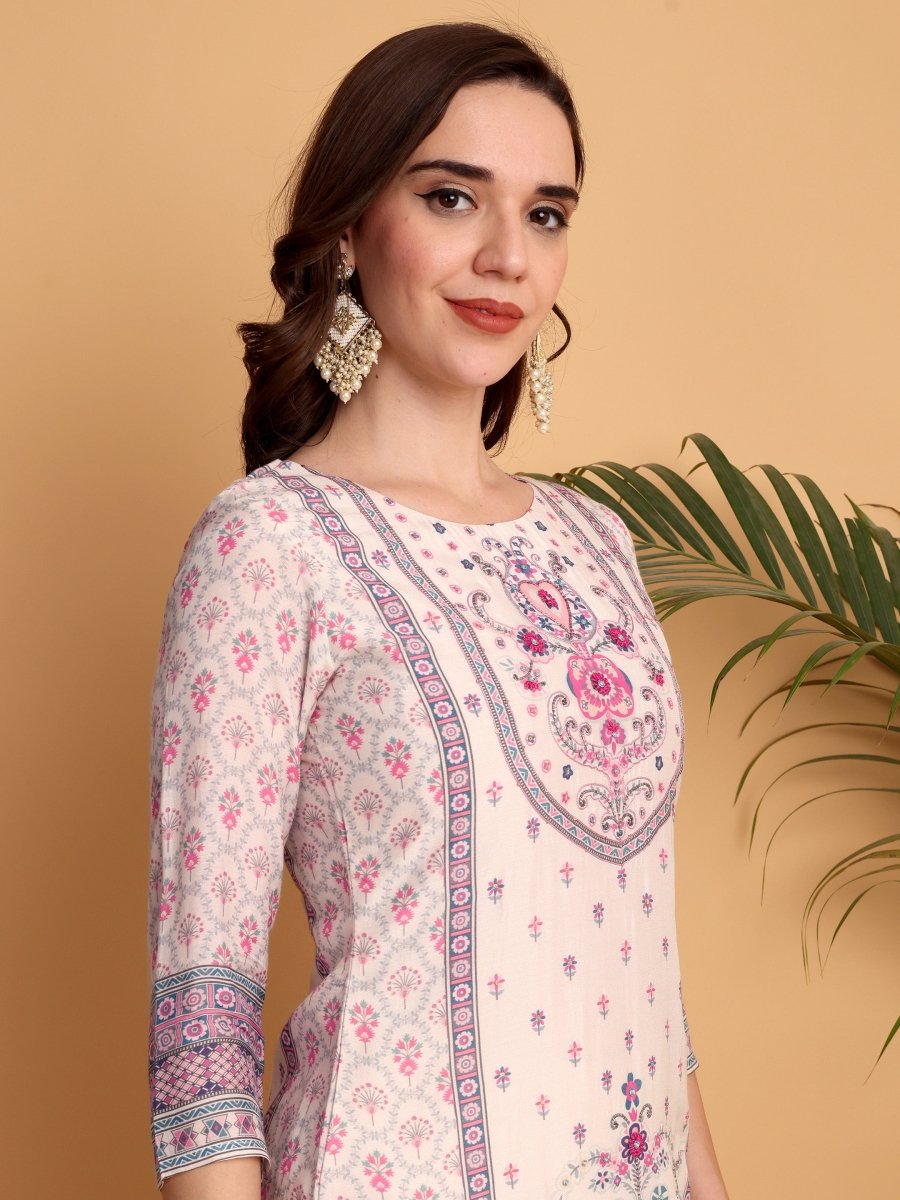 Lavender Blush Kurta Set for Women – Hand Embroidered Ethnic Wear - CLOHI