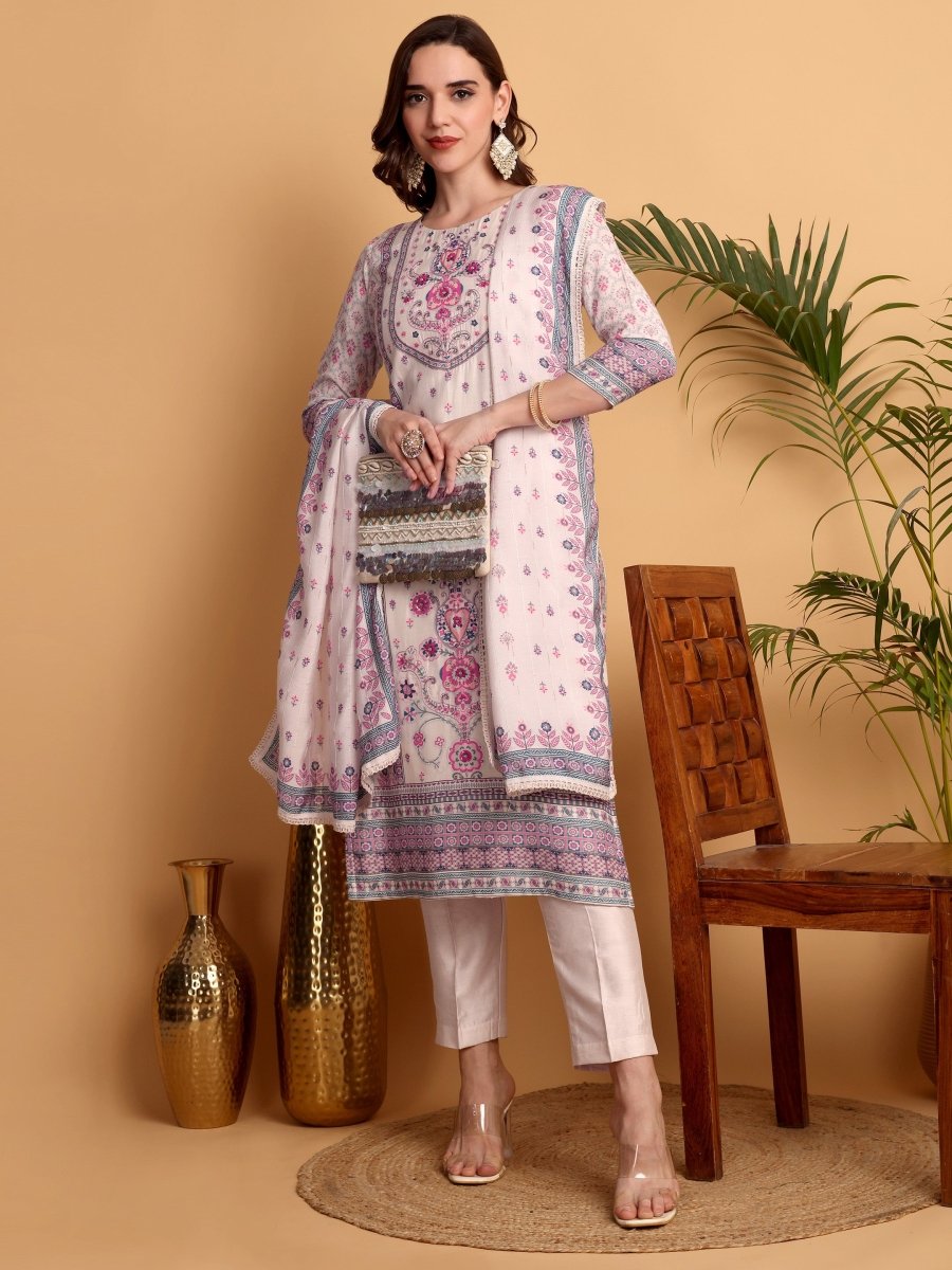 Lavender Blush Kurta Set for Women – Hand Embroidered Ethnic Wear - CLOHI