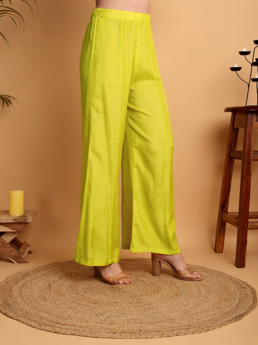 Lemon Yellow Floral Hand Embroidered Kurta Set with Dupatta - CLOHI