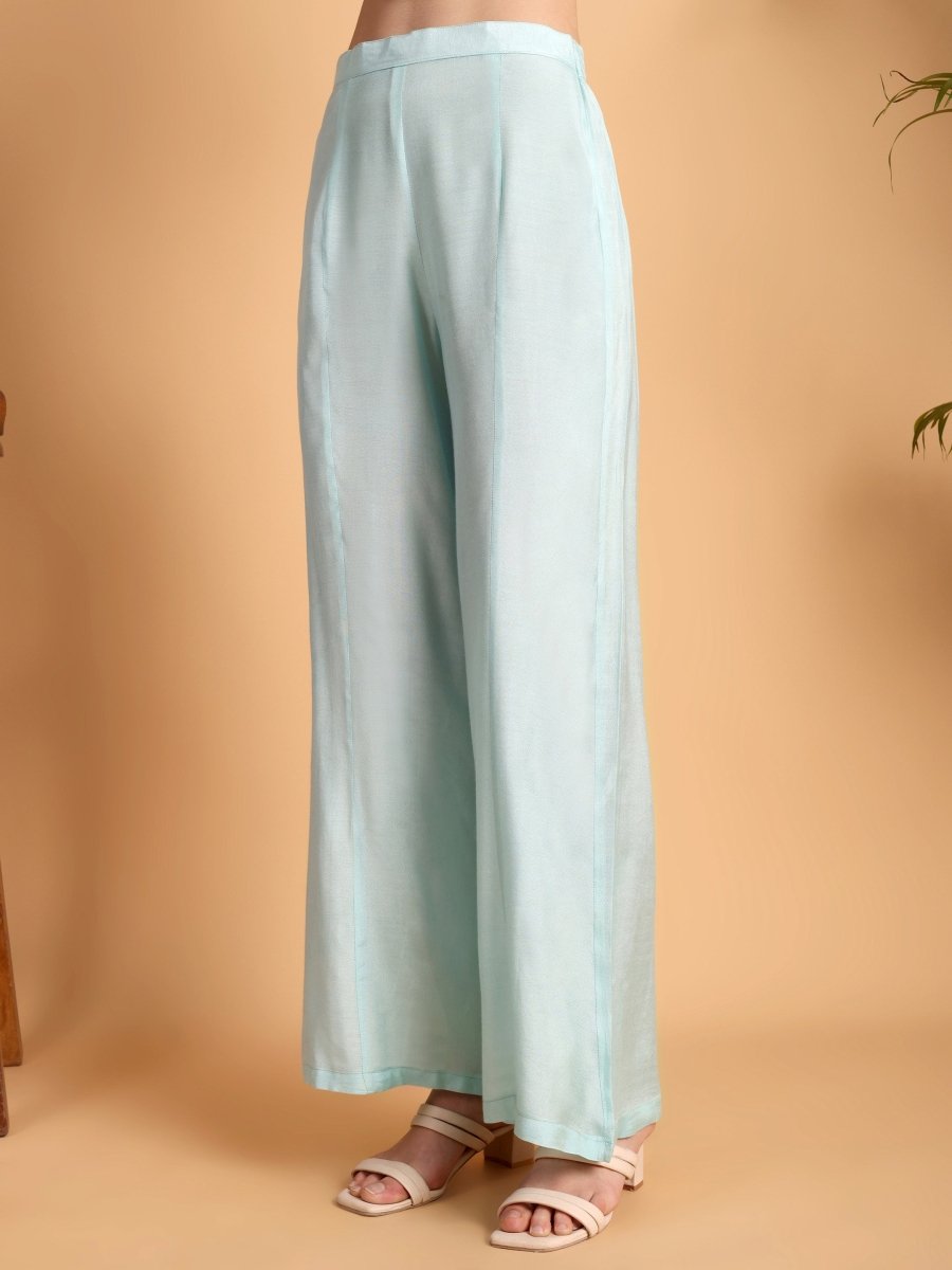 Light Cyan Anarkali Kurta Set with Floral Print & Embroidered Yoke – Elegant Ethnic Wear - CLOHI