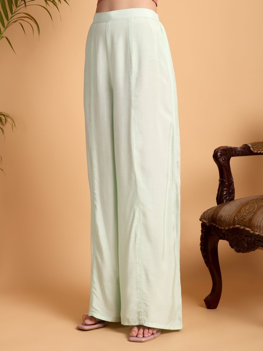 Light Pista Green Floral Print Hand Embroidered Anarkali Kurta Set - CLOHI