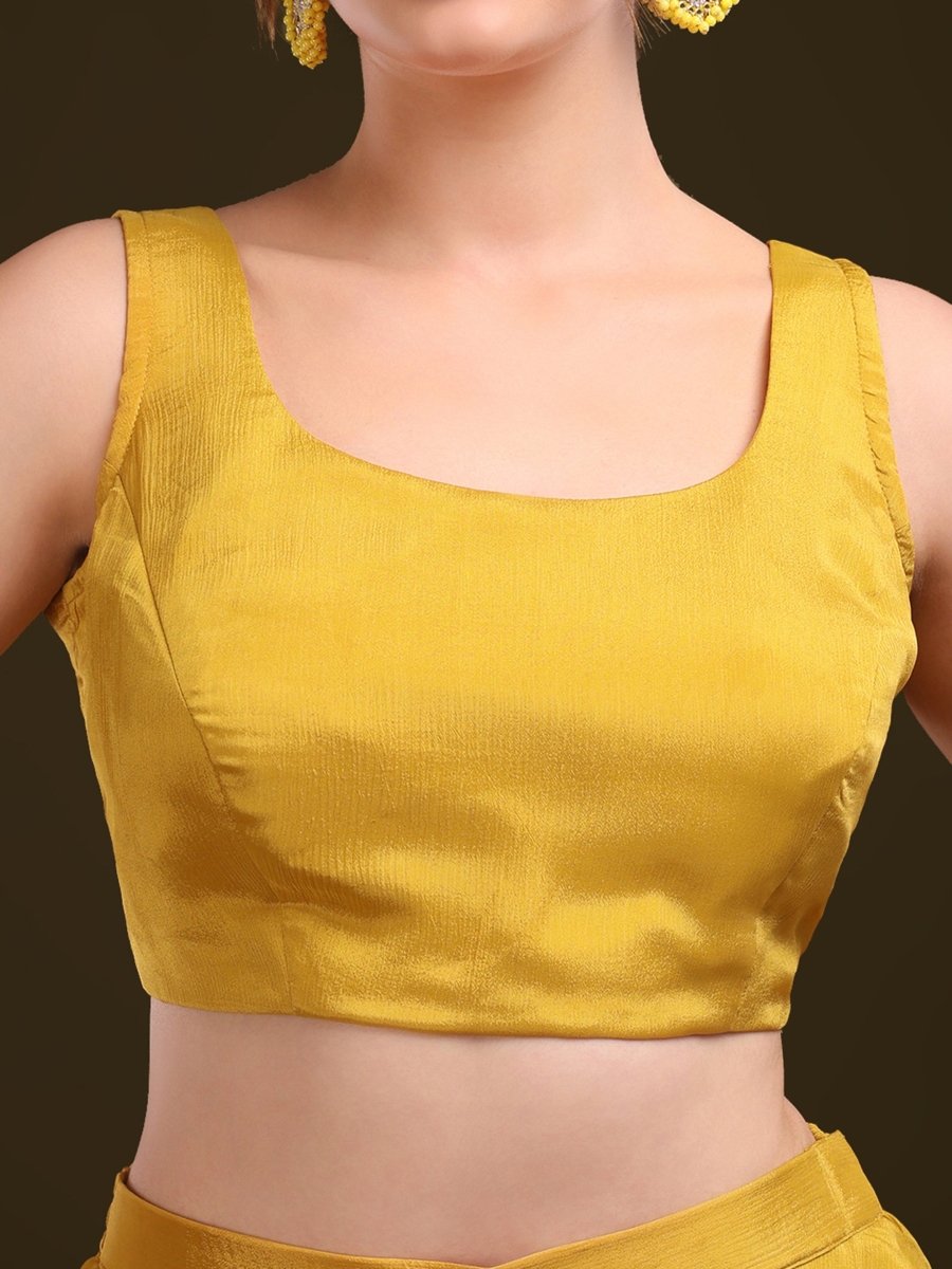 Mustard Yellow Embroidered Kaftan Palazzo Set in Viscose Chinon - CLOHI