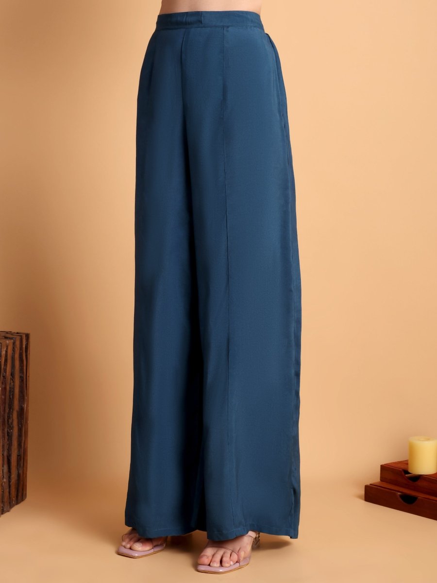 Navy Blue Embroidered Anarkali Kurta Set - CLOHI