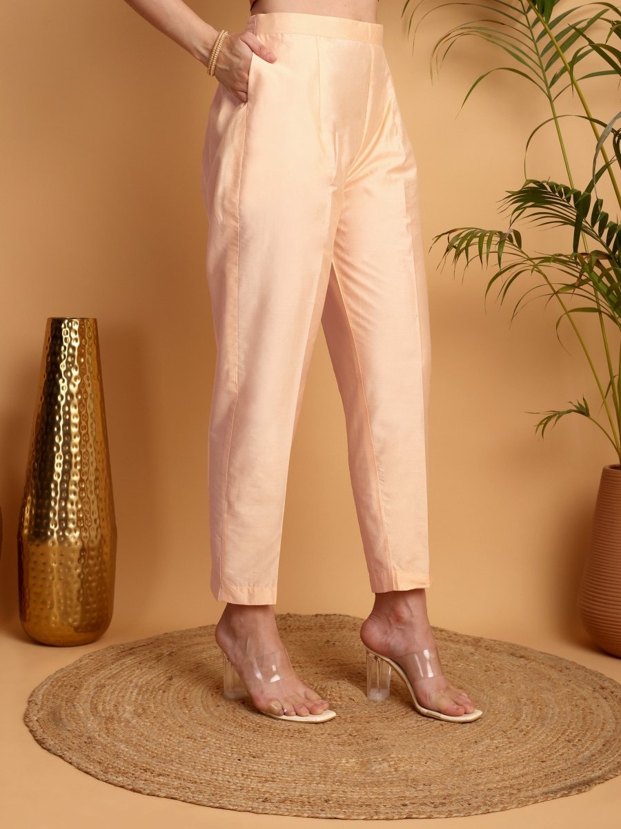 Peach Pink Floral Embroidered Kurta Set for Women – Handcrafted Ethnic Wear - CLOHI