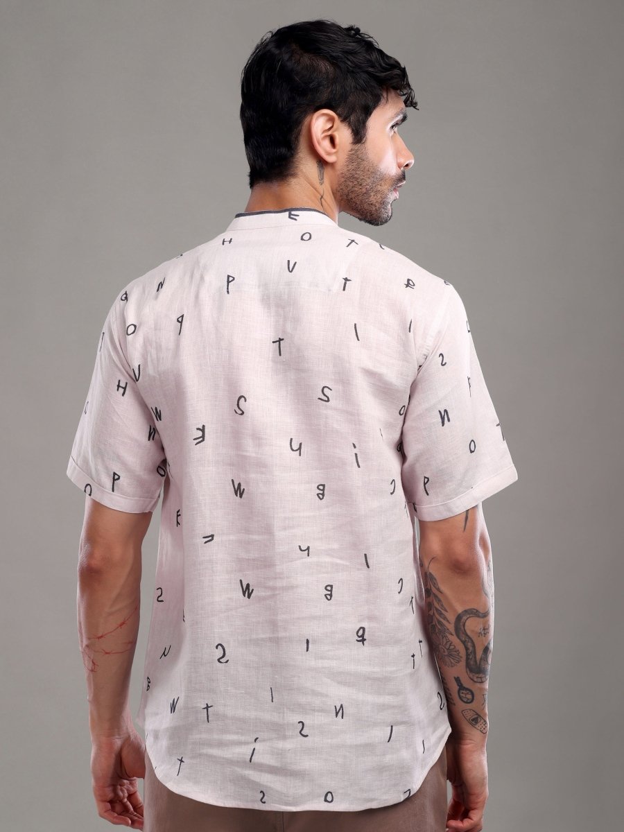 Pink Artistic Graphic Pure Linen Short Shirt - CLOHI