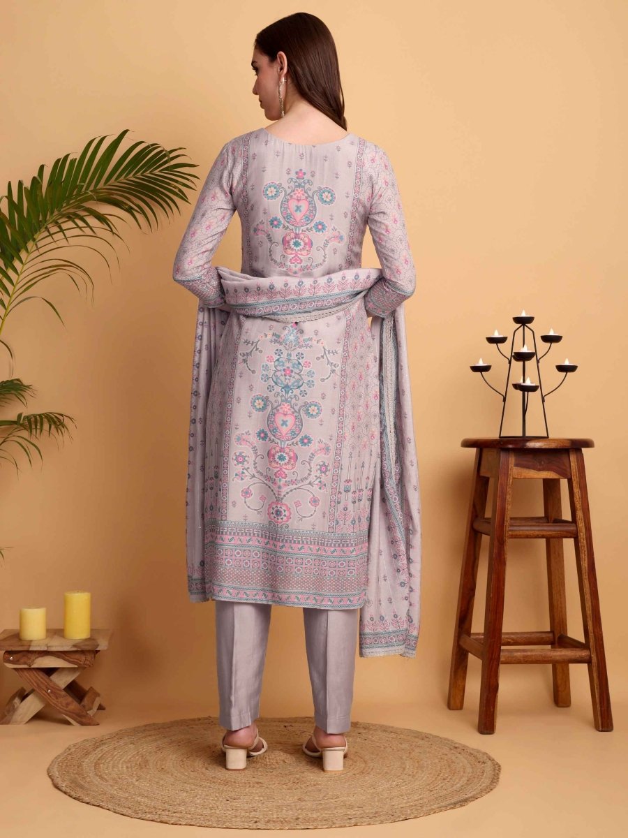 Rosy Brown Mughal - Inspired Printed Kurta Set – Handcrafted Elegance - CLOHI